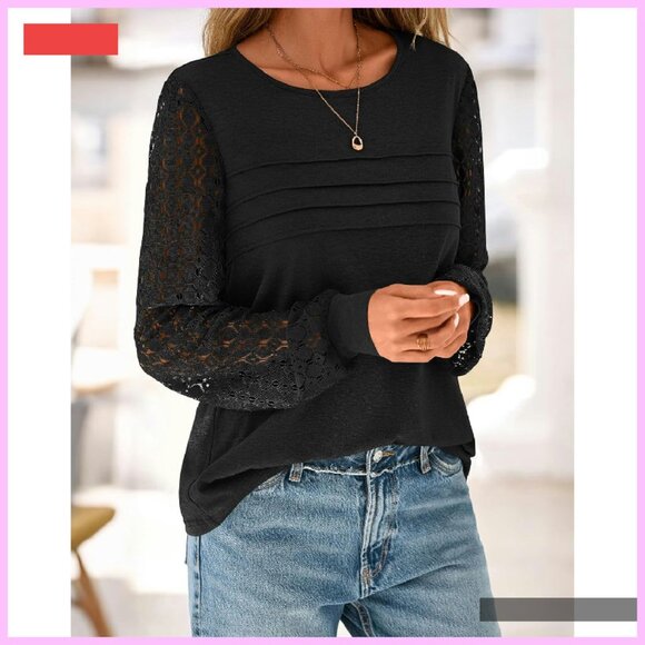 Women's Long Sleeve Lace Blouse Business Casual Work Top - Picture 4 of 4